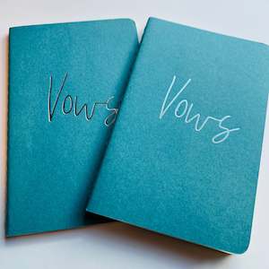 Turquoise Blue Wedding Vow Books - Silver Foil