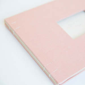 Handmade Pink Linen Guestbook