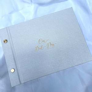 A5 Pearl White Guestbook - Gold Foil Debossed - Our Best Day