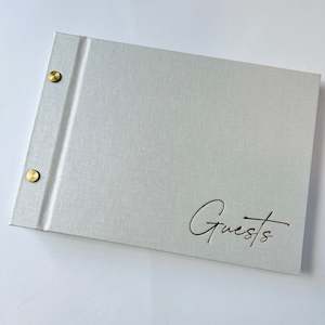 A5 Pearl White Guestbook - Gold Foil Debossed - Guests