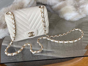 Internet only: Chanel Ivory Lambskin Mini Classic Flap Bag