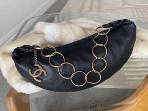 Chanel Black Lambskin Half Moon Chain Bag