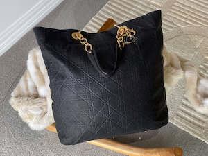 Internet only: Christian Dior Black Lambskin Lady Dior Grand Sac Soft