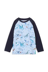 Milky | Space Dino Raglan Long Sleeve Tee | Size 8-12