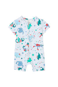 Milky | Christmas Dino Zip Romper