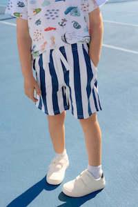 Milky | Navy and White Stripe Shorts | Sizes 2-7