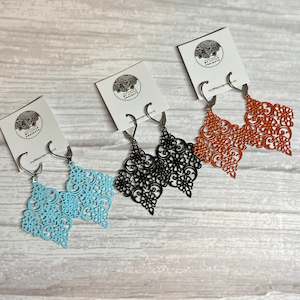 Large Diamond laser cut Earrings - lots of colours