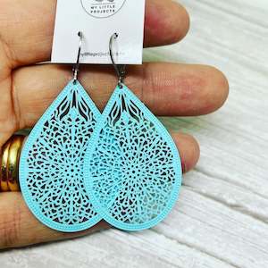 Large Teardrop Lasercut Earrings - lots of colours