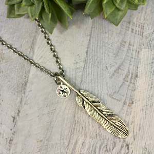 Necklace: Feather and Compass Necklace