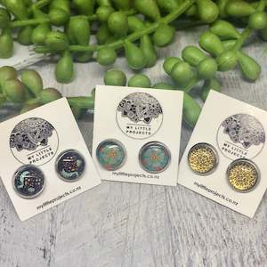 Mini Glass Dome Studs - (8mm PATTERNS)