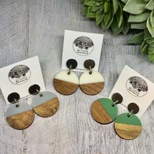 Earrings: Wood and Resin Disk Earrings