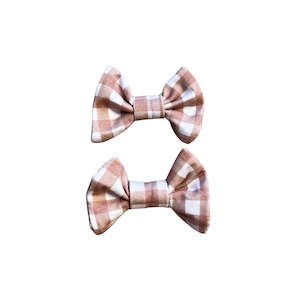 Bubba Deluxe - Bow Clip Set | Caramel Gingham