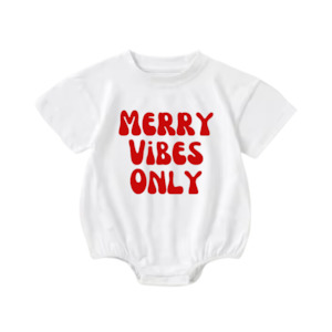 Christmas Collection: MLW By Design - Merry Vibes Christmas T-shirt Romper | Various Colours