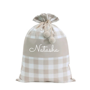 Christmas Collection: MLW By Design - Gingham Personalised Santa Sack *LIMITED EDITION*