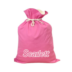 Christmas Collection: MLW By Design - Personalised Name Pink Santa Sack