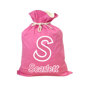 Christmas Collection: MLW By Design - Personalised Initial Pink Santa Sack