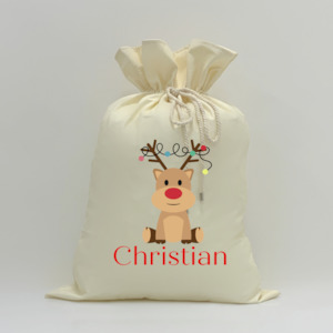 MLW By Design - Personalised Xmas Light Reindeer Santa Sack