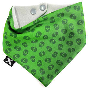 MISSAMADEIT - Green Skulls Bandana Bib (CLEARANCE)