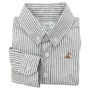 Small Land - Boys Grey Pinstripe Shirt