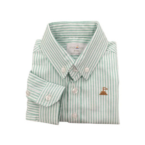 Party Outfits Birthdays: Small Land - Boys Green Pinstripe Shirt