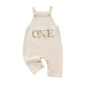 One Birthday Knit Romper | Sand