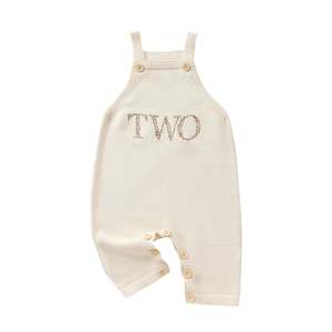 Two Birthday Knit Romper | Sand