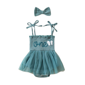 Birthday One Turquoise Romper