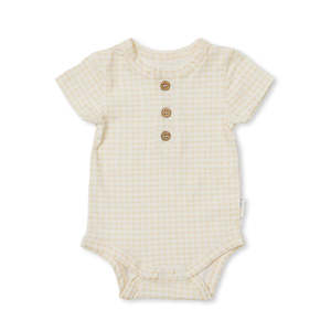 Indigo Lellow: Indigo & Lellow - Jamie Bodysuit | Beige Gingham