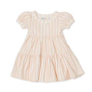 Indigo & Lellow - Eden Tier Dress | Dusty Pink Stripes