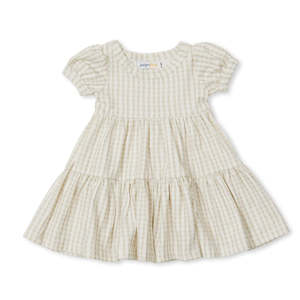 Indigo Lellow: Indigo & Lellow - Eden Tier Dress | Sage Gingham