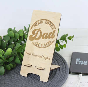 Fathers Day Collection: Meridian Etch - Personalised Wooden Phone Stand | DAD