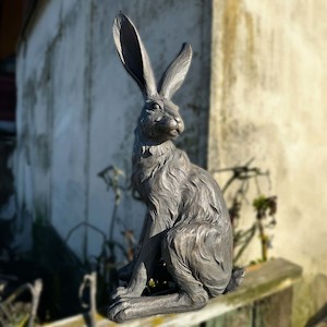 Internet only: Country Hare Statue - Standing Grey