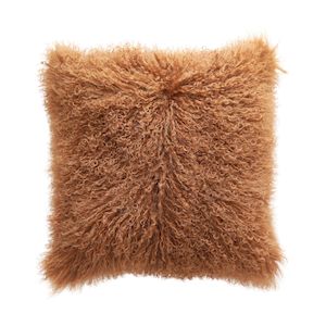 Tibetan Lamb Fur Cushion - Camel