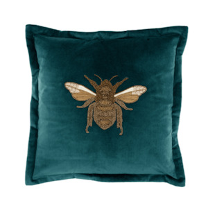 Layla Bee Cotton Velvet Cushion - Teal