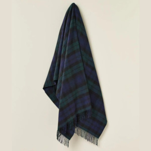 Black Watch Tartan Merino Wool Throw