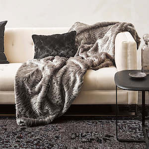 Luxury Imitation Faux Fur Throw - Pewter Chinchilla