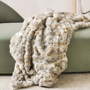 Luxury Imitation Fur Throw - Vintage Squirrel Grey