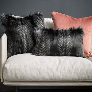 Luxury Imitation Fur Cushion Black Coyote