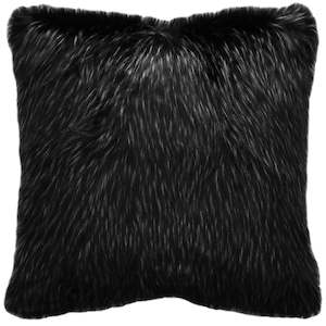 Internet only: Luxury Imitation Fur Cushion - Ebony Plume