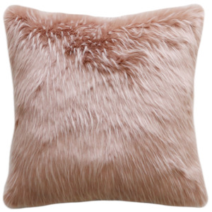 Luxury Imitation Fur Cushion - Pink Peony Plume