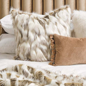 Luxury Imitation Fur Cushion - Snowshoe Hare