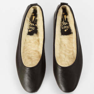 Black Leather Ballet Slippers