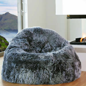 New Zealand Long Wool Sheepskin Bean Bag - Steel Grey