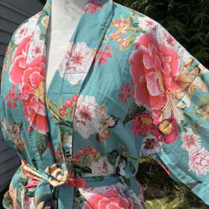 Fleur Kimono Robe - Lagoon