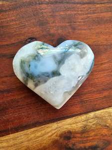 Moss Agate Puff Heart