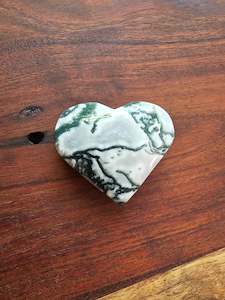 Moss Agate Puff Heart