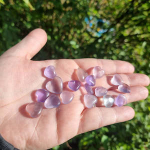 Rainbow Fluorite Carved Mini Hearts