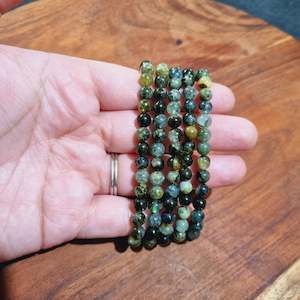 Dark Prehnite Sphere Bead Bracelet