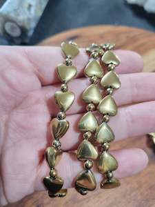 Pyrite Heart Bead Bracelet