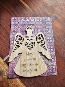 Angelic Blessings Wooden Hanging Ornament - Watch over you